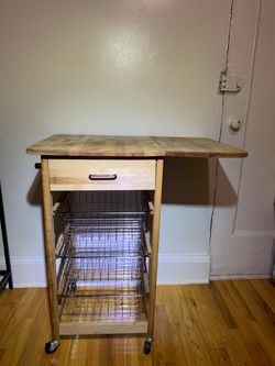 Catskill Rolling Kitchen Cart w/ Folding Leaf - Birch Wood