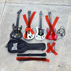 Guitar Hero Rockband Game Controllers Lot Of 6 Used Untested No Dongles As Is Wii PS2