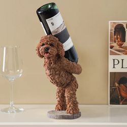 Decorative Countertop Wine Bottle Holder Wine Rack Brown Resin Teddy Dog