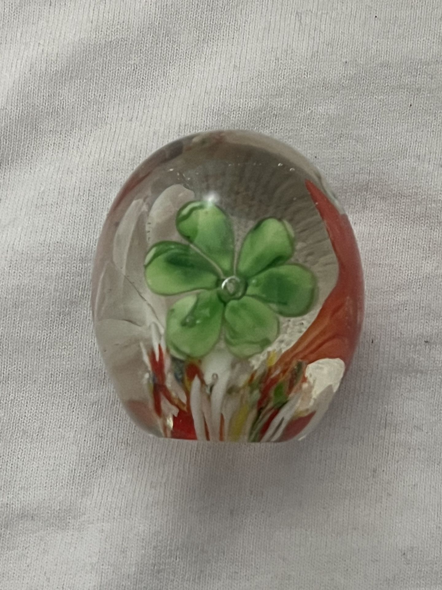 Vintage Floral Glass Paperweight
