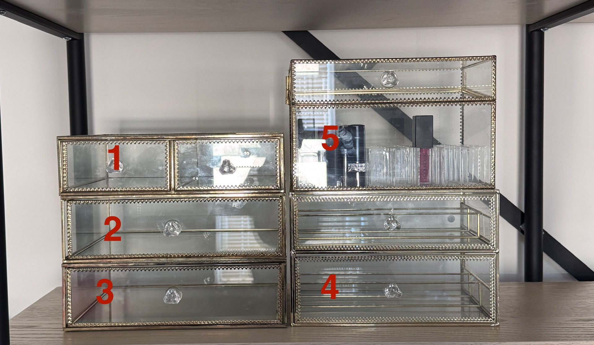 6-Piece Glass Vanity Makeup Organizer Set