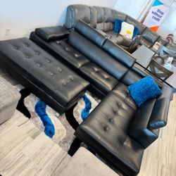 Santiago Black Sectional WITH ottoman! ONLY $899!