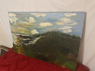Acrylic, landscape painting of Lake Superior 