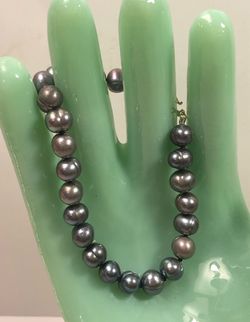 NIB 14Kt Yellow Gold 7mm Peacock Pearl 7” Bracelet