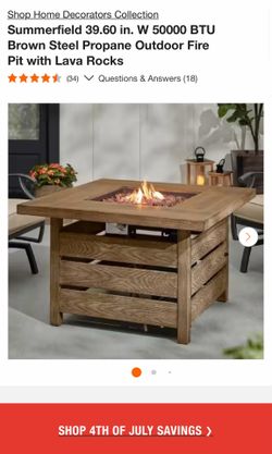 Brand New Home Decorators Collection 39” Gas Fire-pit