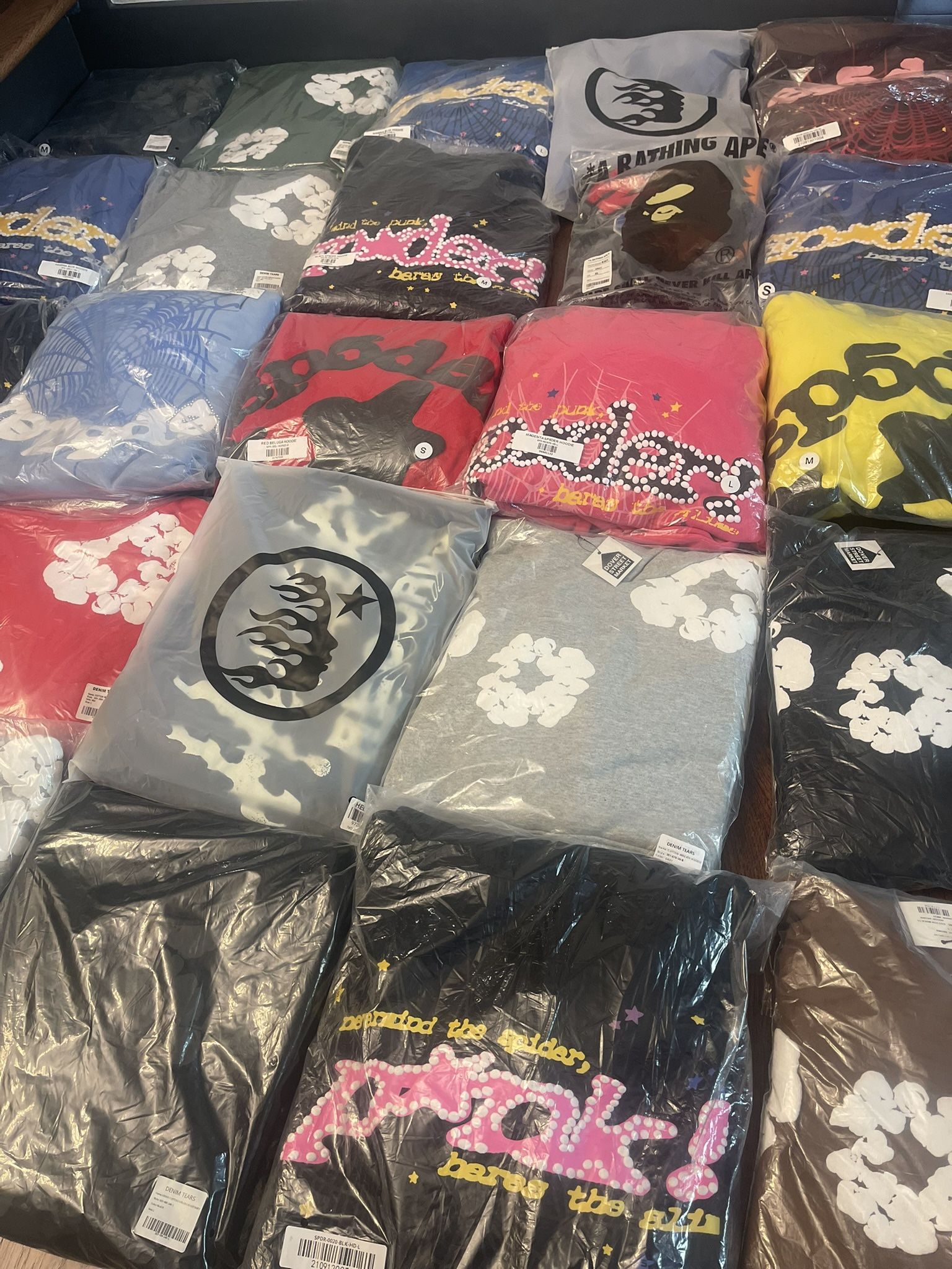 Spider, Hellstar, Denim Tear, Bape Hoodies