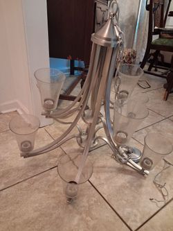 Brushed Nickel Chandelier with Glass Shades