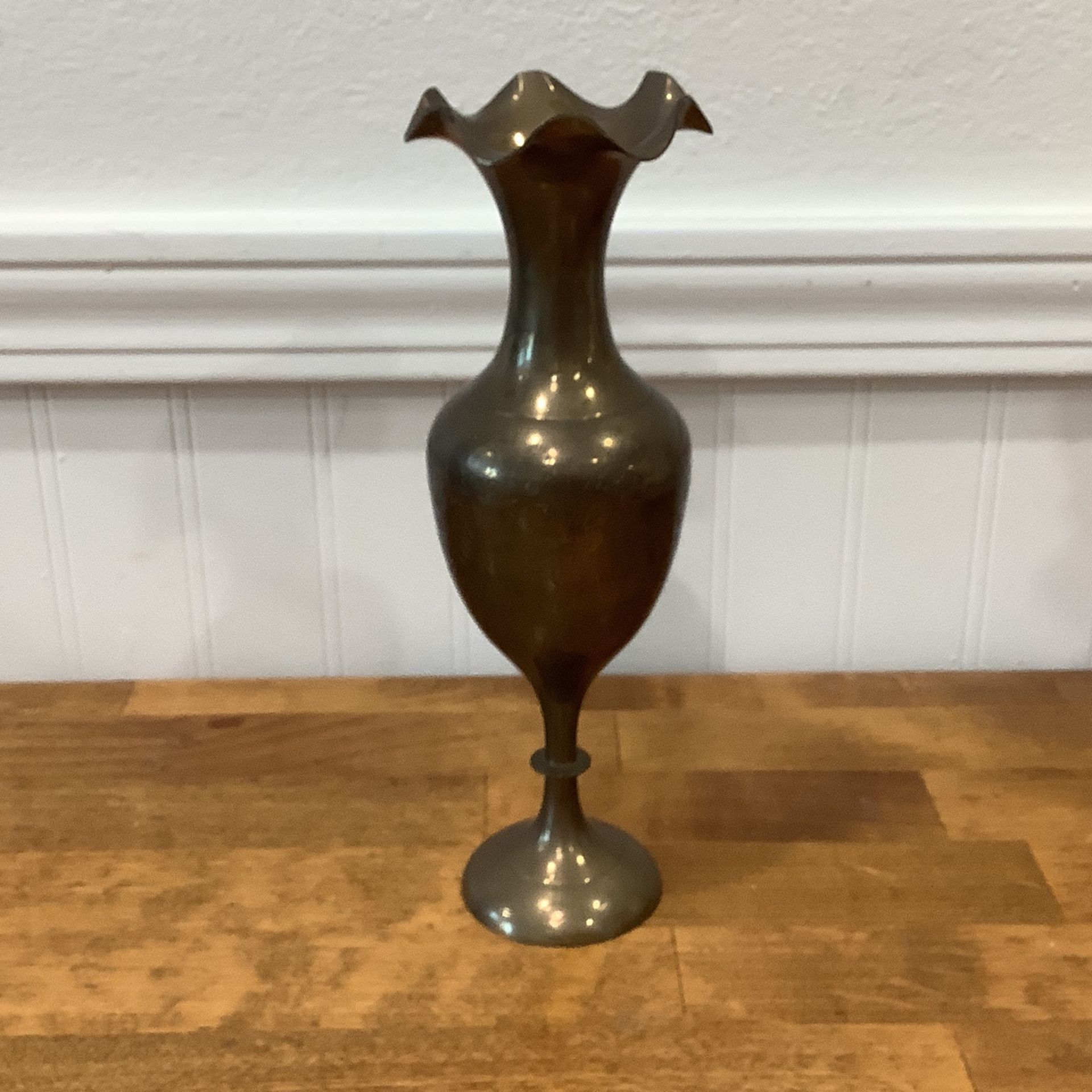 Vintage Brass Vase, Antique Brass Fluted Vase.