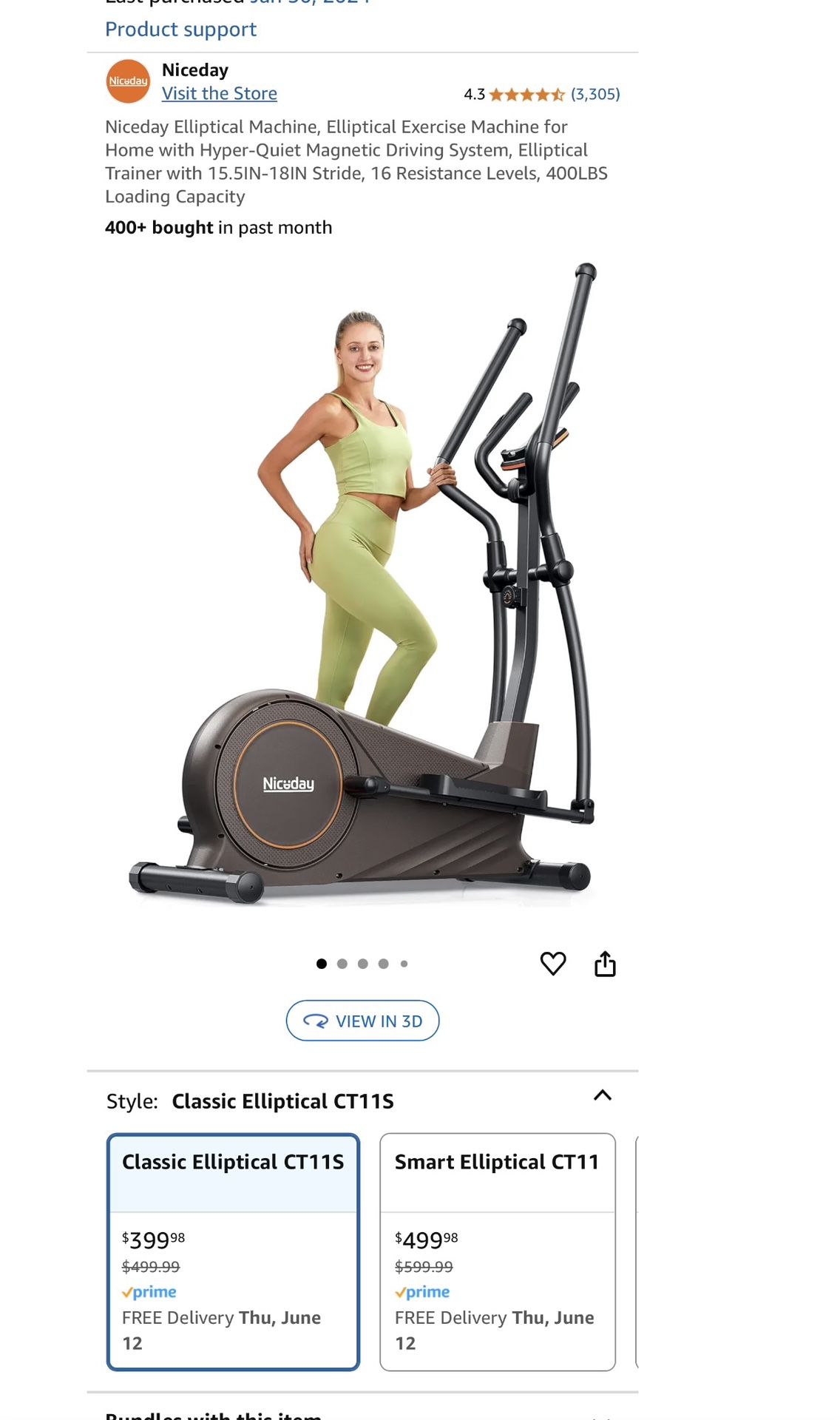 Niceday Elliptical Machine, Elliptical Exercise Machine for Home with Hyper-Quiet Magnetic Driving System, Elliptical Trainer with 15.5IN-18IN Stride,