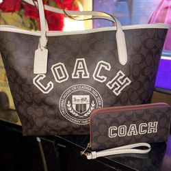 Authentic Coach University Tote and Wallet