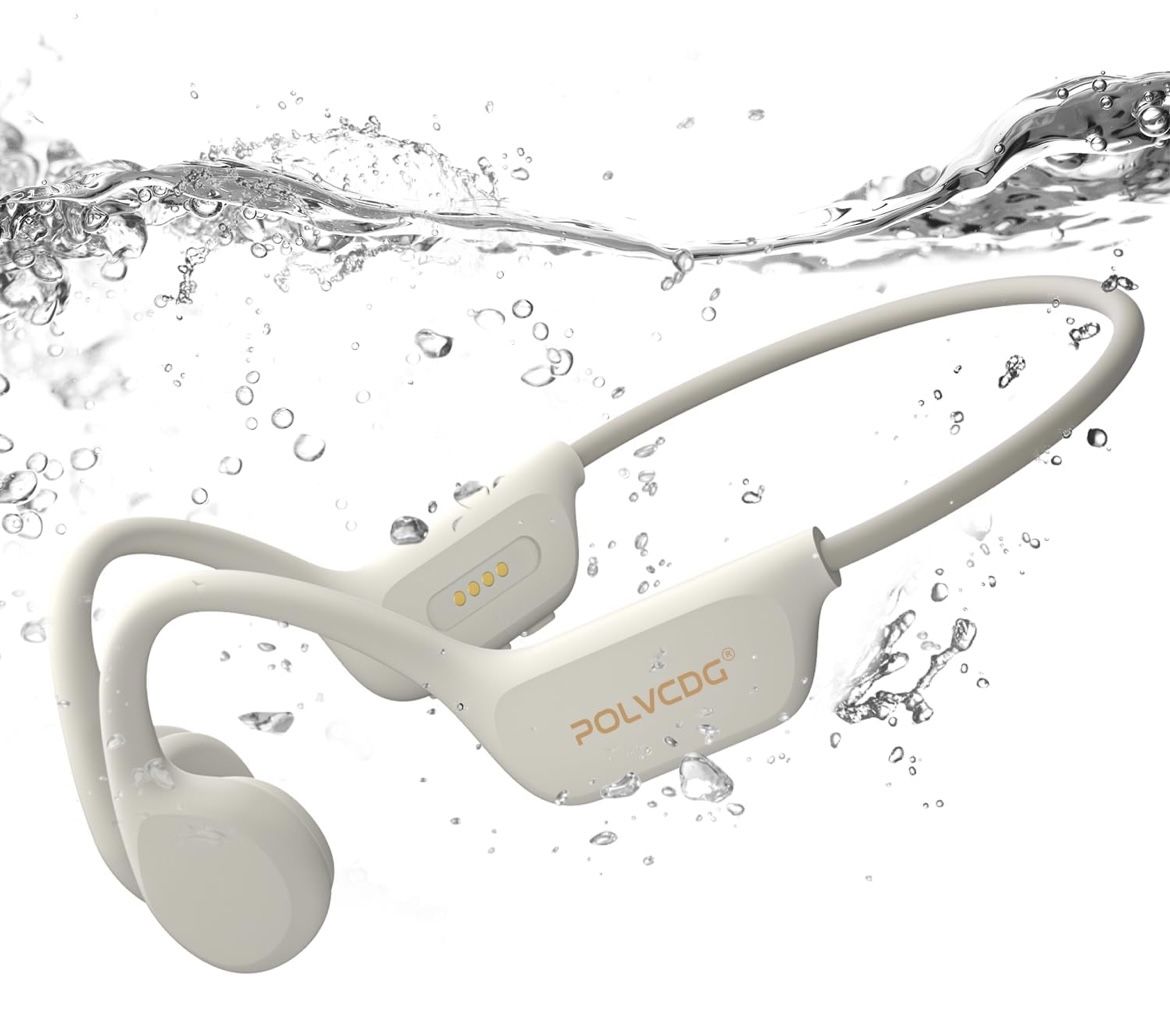 Swimming Headphones,IPX8 Waterproof Bone Conduction Headphones,32GB Memory Open Ear Headphones with Mic,Wireless Bluetooth Earphones Underwater Sport
