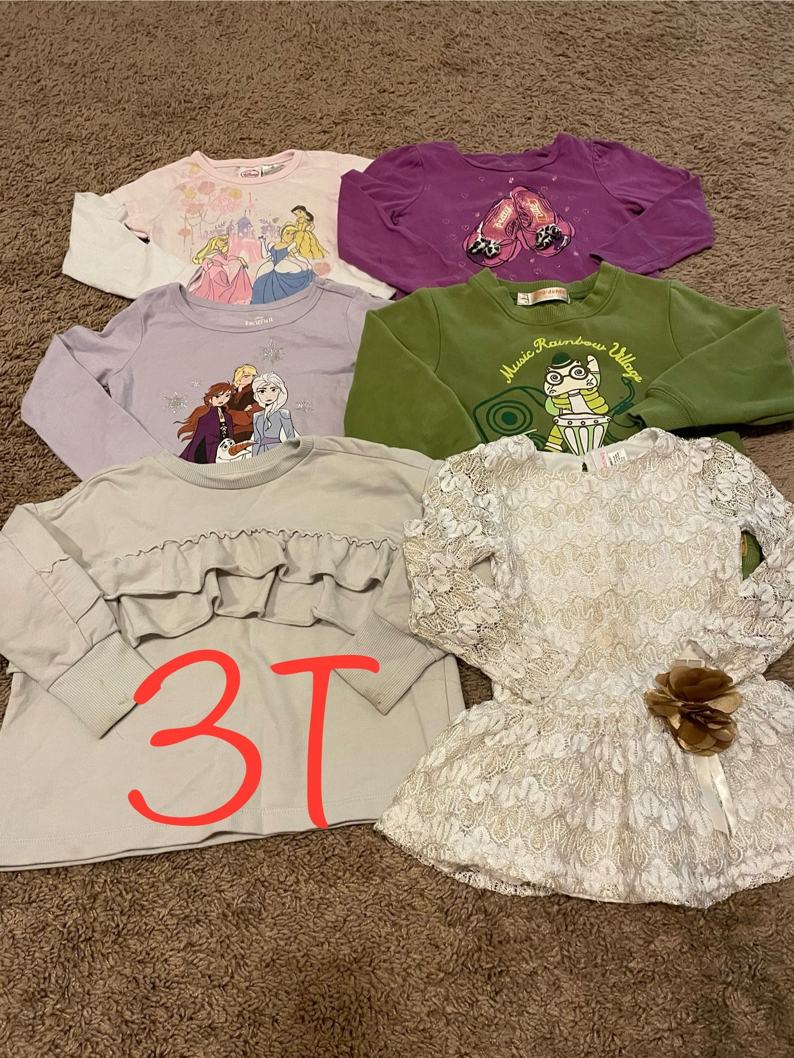 Winter/fall Toddler Girl Clothes, Long Sleeve, Pjs Shirts Size 3T
