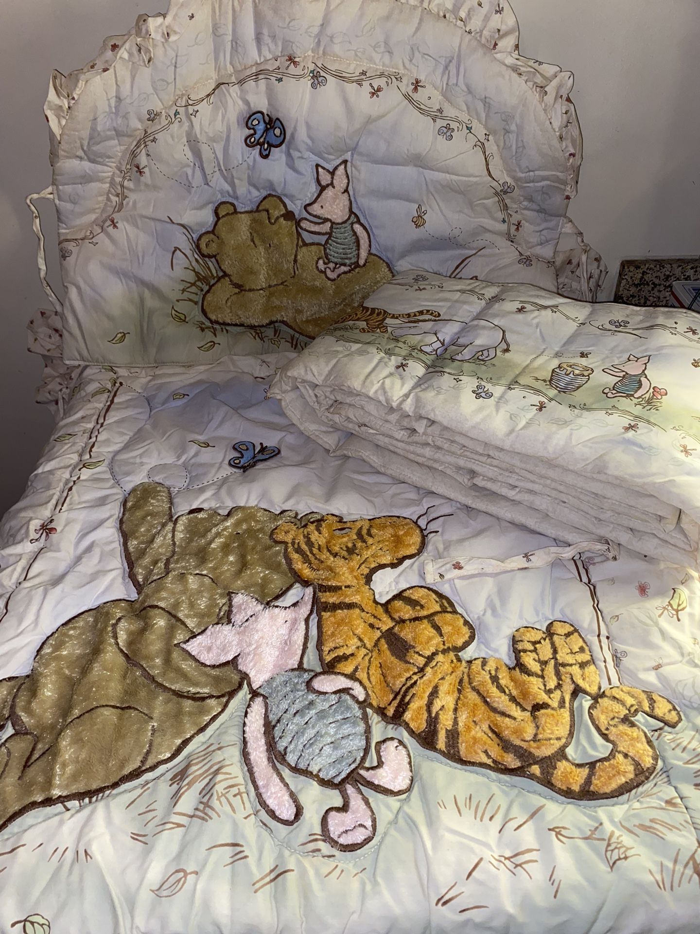 Vintage 1990s Disney Classic Winnie Pooh Nursery Baby Crib Bedding 3 PC set