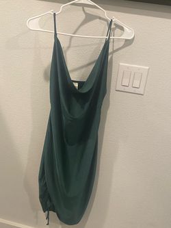 Green satin dress