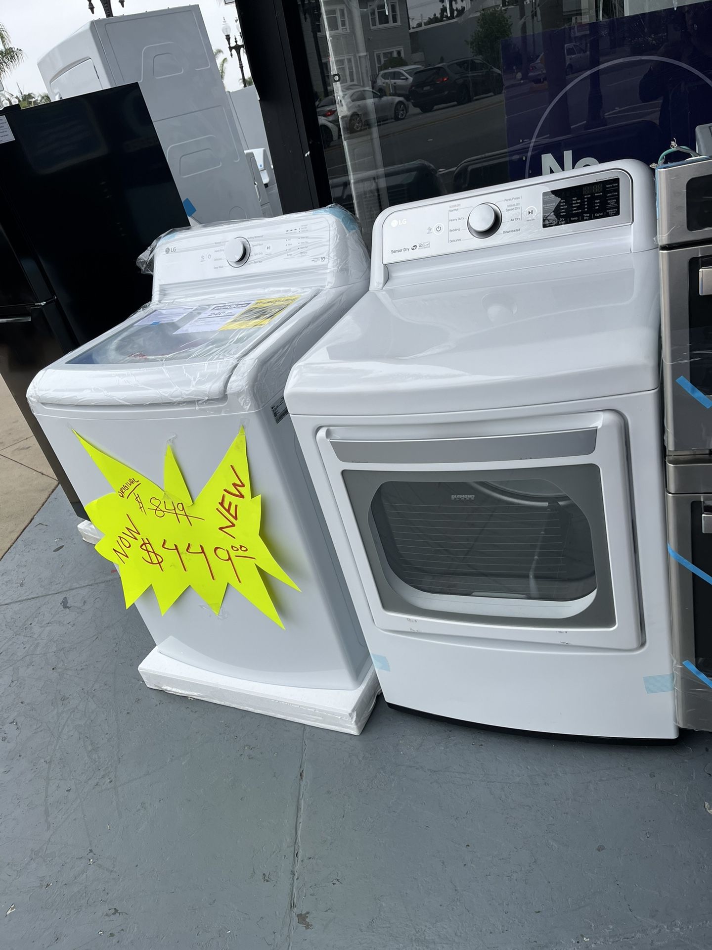 LG Top Load Washer + Gas Dryer Set White
