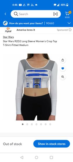 NWT Star Wars R2D2 Long Sleeve Women's Crop Top