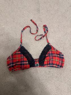 New 2x red plaid school girl crop top shirt festival goth emo punk gothic cosplay Bundle deals available, feel free to message me with offers or quest