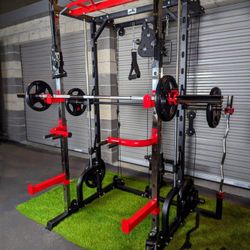 NEW GOLIATH Smith Machine With Pulley System  Add Straight Barbell, Bench  , Attachments For Your Weights 