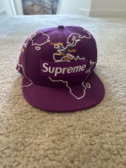 Supreme Worldwide Box Logo New Era Hat Purple
