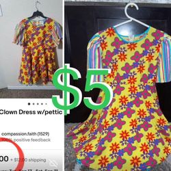$5 Beautiful Hippie Girl or Cute Clown Adult Costume size  L /XL in great condition