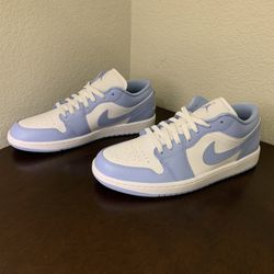 Nike Air Jordan 1 Low White Aluminum Lace Up Sneakers in Women's Size 12 