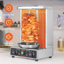 VEVOR Shawarma - Máquina de parrilla de 122°F-572°F, capacidad de 13 libras, máquina de cocina Shawarma de pollo con 2 quemadores, 