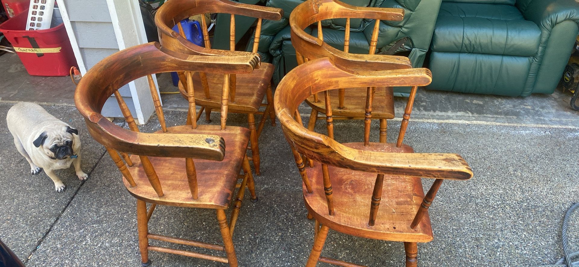 I Have 4-early, American arts and craft barrel back chairs