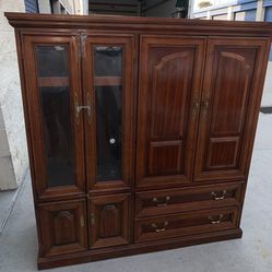 TV Cabinet  Solid Cherry Wood, W/drawers And Storage