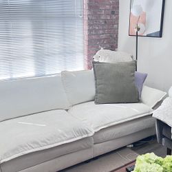 White sectional Couch with ottoman 
