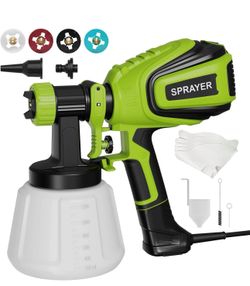 Paint Sprayer, HVLP Spray Gun with Cleaning & Blowing Joints, 4 Nozzles and 3 Patterns, Easy to Clean, for Furniture, Cabinets, Fence, Walls, Door, Ga