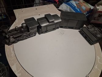 Vintage 1974 Banthrico Train Banks Pewter 4 Piece Set Home Peoples Bank