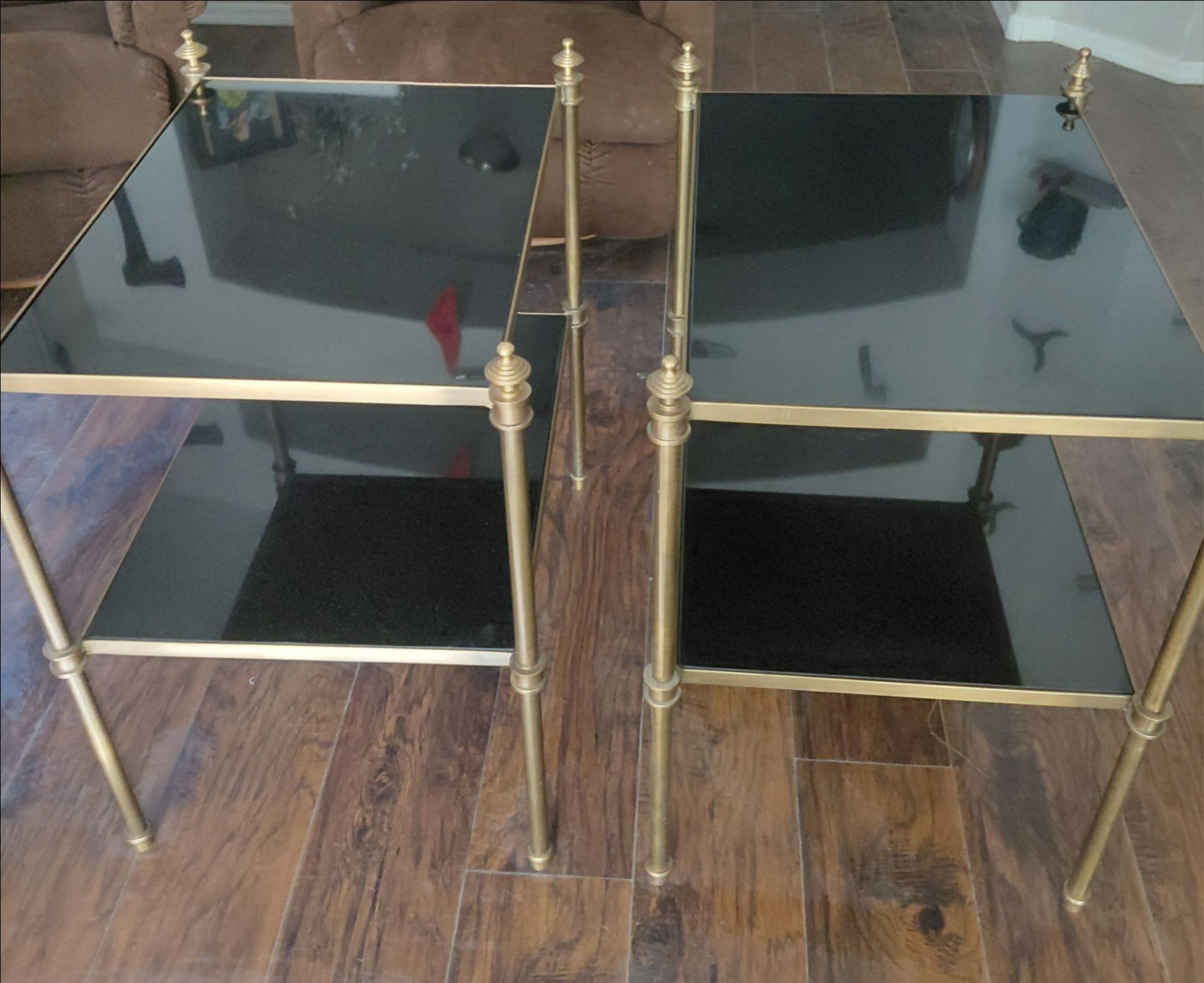 Brass and granite end tables