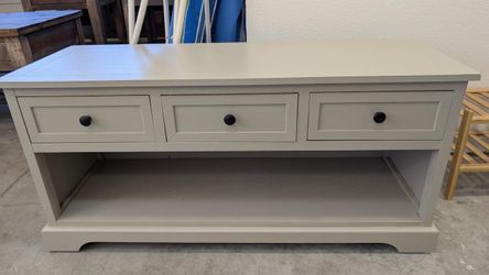 Farmhouse TV Stand / Media Console — 3 Drawers + Open Shelf