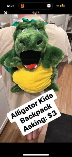 LYNCO Critter Collection Plush Dragon Alligator Backpack Green NWT
