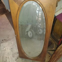 Wood Frame Oval Mirror. Wall Mount Or As A Door.  $10.00
