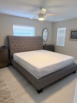 King size upholstered Sley style bed frame (mattress not included)