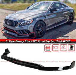 15-18 MERCEDES BENZ W205 AMG SPORT GLOSS BLACK B STYLE FRONT BUMPER LIP