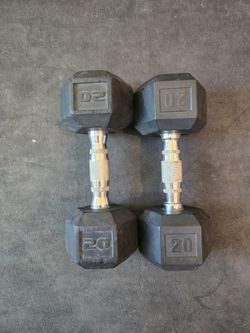 20lb Rubber Hex Dumbbells-