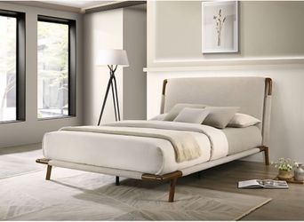 Frame Queen Platform bed Beige Fabric, New Especial price