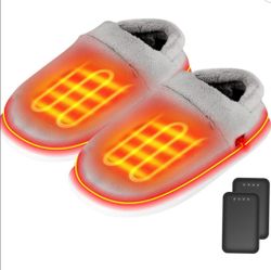 Heated Slippers Foot Warmer for Men & Women, Electric Heating Slippers, Upgraded 4000mAh size 40-41
