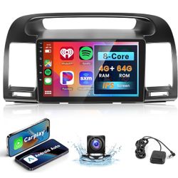 8Core 4G+64G Car Radio for Toyota Camry 2000-2006, Rimoody Car Stereo with Android 13 Carplay Android auto 9 Inch Touchscreen GPS 4G-WiFi Bluetooth FM