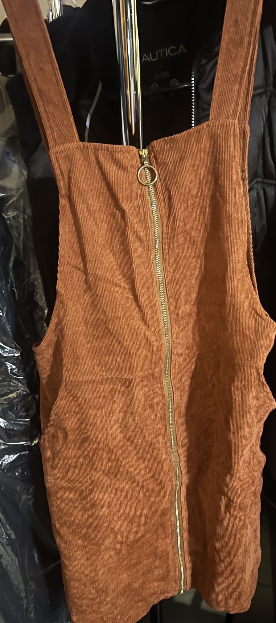 SHEIN Solid Dual Pocket Overall Dress Without Tee