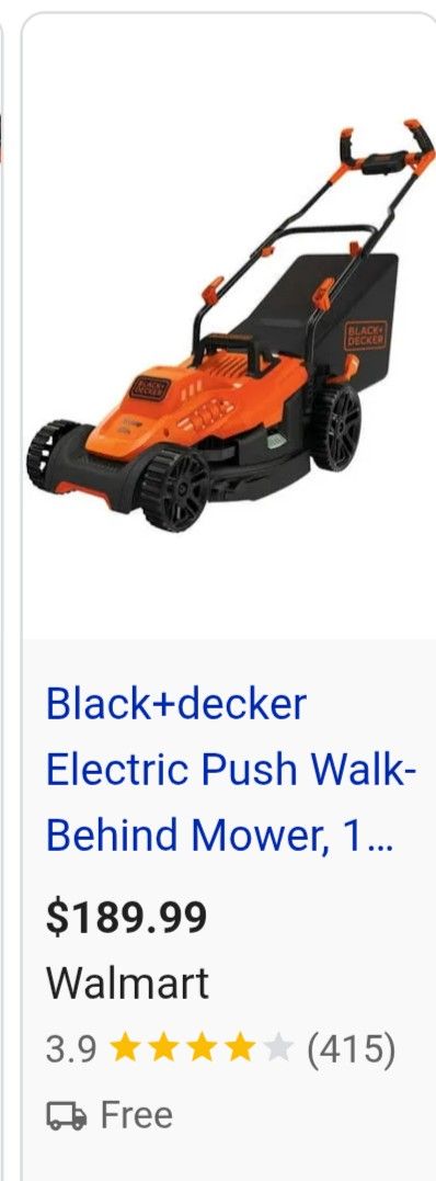 Electric Black & Decker Lawn Mower With Bag