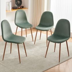 Velvet Dining Chairs Set of 4 - Modern Seating with Metal Legs for Living, Bedroom,Dining Room - Green Chairs for Dining Room, Chair Set for 4
