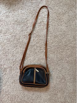 Valentina Black and Brown Leather Crossbody Bag