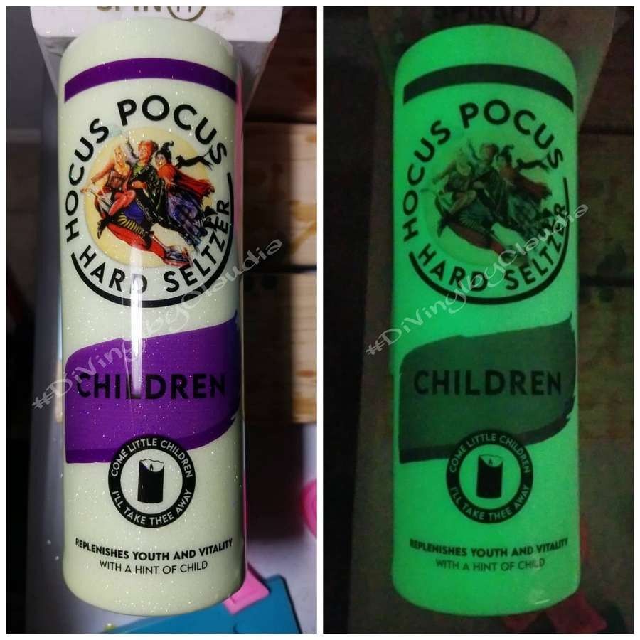 custom Hocus Pocus glow in the dark 20oz tumbler and many many more