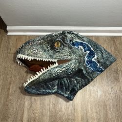 Jurassic World Dan Dee Big Greeter Head Blue Dinosaur Velociraptor Costume Mask