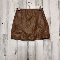 Hayley & June faux leather brown mini skirt size small