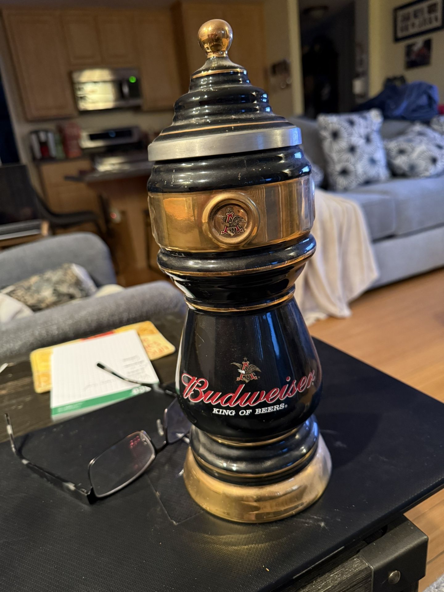 Budweiser stein.