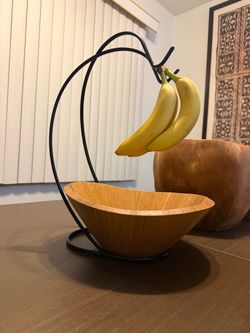 Bamboo Fruit Bowl with Banana Hanger